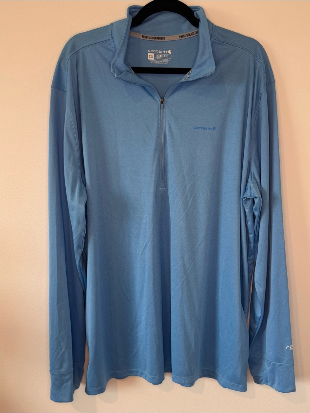 Carhartt Force Sun Defender Men’s 2XL Blue UPF 50 Half Zip Fishing Shirt